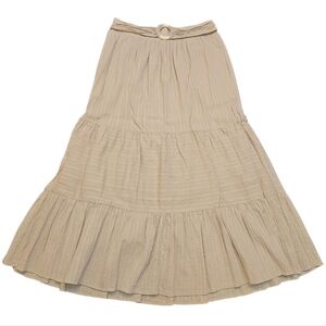 Promesa Tiered Belted Cotton Maxi Skirt Medium